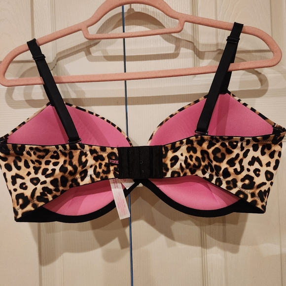 VICTORIA SECRET PINK - Cheetah Print-Wear Everywhere Super Push Up Bra Size 36DD - Picture 2 of 10